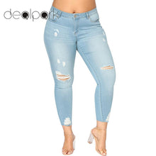 Load image into Gallery viewer, Women Jeans Plus Size Ripped Jeans Slim Denim Jeans Distressed Hole Casual Stretch Pencil Pants 3XL 4XL 5XL 6XL 7XL